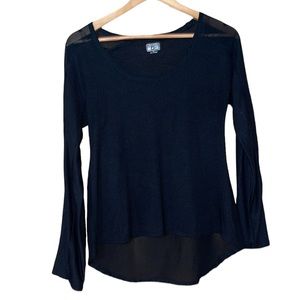 •CONVERSE•BLACK HIGH-LOW LONG SLEEVE LIGHTWEIGHT SHEER BLOUSE SIZE SMALL